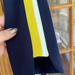 Vince Camuto  Navy Blue Shift Dress With Yellow and White Side Stripe Sz 4 Photo 3
