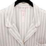 Victoria's Secret NEW  Light Pink and Green Striped Button Satin Pajama Shirt XL Photo 2