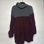 Calvin Klein  Women's Sweater 1X Red Black Knit Cowl Neck Pullover Plus Size Photo 7