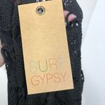 Surf Gypsy NEW  Black Lace Open Front Long Sleeve Swim Cover Up Womens Medium Photo 6