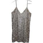 AQUA Women's  Cream Gold Sequin Floral V-Neck Spaghetti Strap Mini Dress Size XS Photo 1