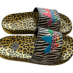 Adidas  adilette original slides slip on sandals cheetah print rainbow Sz 7 Photo 0