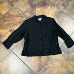 Coldwater Creek  Black Linen 3/4 Sleeve Button Up Blouse Large Photo 5