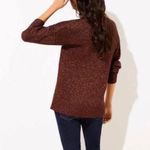 Loft Shimmer V-Neck Sweater in Metallic Bronze/Burgundy Size Large Photo 2