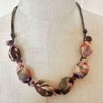 Fabric beaded necklace on cord Photo 0