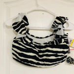 Vince Camuto  Women's Bikini Top Swimwear Ruffle Sleeve Zebra Print Black‎ Medium Photo 0