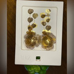 ZARA New in Box - NWT  Raised Gold Metal Flower Earrings Photo 3