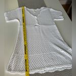 H&M  White Crochet Short Flare Sleeve Boho Beach Mini Dress Size XL Photo 8