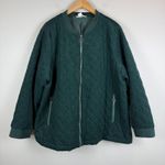 Cj Banks Bomber Jacket Women's 3X Kelly Green Quilted Corduroy Full Zip Outdoor Photo 0