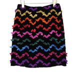 Vintage Handmade Black Rainbow Striped Frilly Ribbon Midi Skirt 26" Photo 1
