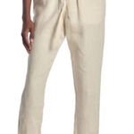 Donna Karan Womens Paperbag Waist Cuffed Linen Pants Morning Dew Medium NWT Photo 0