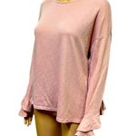 Como vintage  French Terry Mauve Long Sleeve Ruffled Sleeve Crew Neck Top Large Photo 2