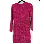 Eliza J NWT  Sequin Lined LS Mini Dress Magenta Pink Size 4 Cocktail Sparkle Glam Photo 2