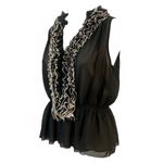 Robert Rodriguez  Black Ruffled V Neck Sleeveless medium Peplum Top Photo 1