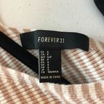 Forever 21 Crop Top Ribbed Knit Deep V Neck Striped Beige White S Photo 2