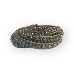 Chan Luu new 𖦹 Faceted Pyrite Crystal Stones 5 Wrap Bracelet 𖦹 Chestnut Leather Photo 7