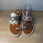 Yellow Box Sandals 8.5 Silver Rhinestone Toe Ring Flat Sandals Diamond Sparkle Photo 5