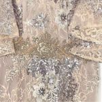 Mac Duggal  67842 Bell Sleeve Floral Embellished Formal Event Gown, Taupe Size 4 Photo 7
