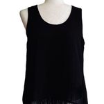 YA Los Angeles Top Blouse Black Silk Blend Sleeveless Fringe Hem Top Small NEW Photo 11