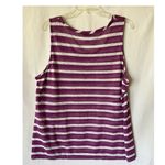J.Jill Purple & White Striped Linen Tank Top Large Sleeveless Casual Scoop Neck Photo 1