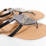 Rue 21 Goth Summer Black Strappy Sandal Silver Tone Metal Beading Design Size 10 Photo 1