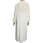 Flora Nikrooz  Vintage Women’s Size M White Chiffon Embroidered Long Gown Robe Photo 7