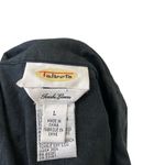 Talbots  100% Irish Linen Embroidered Lace Button Front Shirt Black size Large Photo 4