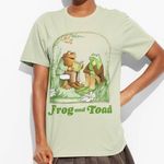 Frog and Toad Graphic T Shirt Light Green Crew Neck Short Sleeve Casual Top XS Photo 3