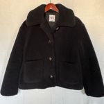 ZARA Black Teddy Jacket Women’s Size Small Faux Shearling Button-Up Cozy Casual Outerwear Photo 0