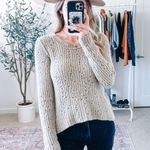 Free People Neutral Tan Beige Open Knit Sweater Photo 2