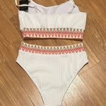 White Zigzag Trim Bikini Set size medium new. Photo 1