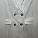 ZARA FITTED DOUBLE BREASTED LONG BLAZER DRESS WHITE GOLD BUTTONS SIZE M Photo 3