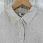 Talbots  Button Front Shirt Womens‎ 16 Tan Irish Linen Grandma Coastal Vintage Photo 2