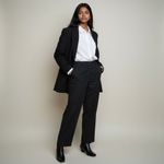 Briggs New York Briggs NY 16 Black Pinstripe Straight Leg Dress Pants Office Work Sleek Career Photo 10