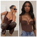 House Of CB House‎ of CB Mae Corset Top Brown NWOT size XS Photo 12