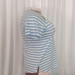 Michael Kors  Short Sleeve White and Blue Stripe Women's Shirt (675) Photo 2