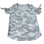 Jane and Delancey  Gray Camo Shoulder‎ Cutout Shirt S Military Chic Utility Core Photo 0