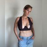 Expreso Brown Club Top Elastic Cross Back Deep Plunge 6 Photo 3