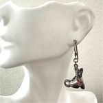 Silver tone Navjao Native American Tribal Dog Wolves Dangling Earrings Photo 2