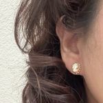 Vintage Signed 14K Gold Dainty Victorian Lady Cameo Tiny Stud Earrings 2g. Orange Photo 1