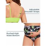 Maternity Summer Mae Swimsuit. Green Black Floral. Cutout (117) Photo 6