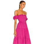 STAUD NWOT  Elio Puff-Sleeve Prairie button down midi pink dress sz 10 Photo 2