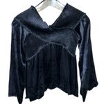 Ramy Brook NWT Liza One-Shoulder Velvet Smocked Top Sz XS Navy Photo 5