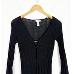 l*space L* Wailea Cover Up Size Medium Black Ribbed Knit Semi Sheer Long Sleeves Photo 3