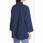 Eileen Fisher NWT Block Printed Organic Cotton Denim Blue Kimono Jacket Photo 1