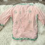 Tibi  for Sea Island Boho Pink Green Embroidered Tunic Top Beach Coverup Medium Photo 2