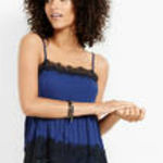 EXPRESS Blue & Black Lace Trim Camisole Size Small Photo 0