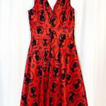 Modcloth X JawBreaker Velveteen Retro Pinup Rockabilly Cameo Midi Dress Red Photo 3