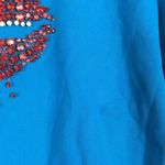 3.1 Phillip Lim Blue Rhinestone Crystal Lip Embellished Crop Sweatshirt Large Photo 11
