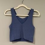 Lululemon blue ribbed softstreme cropped tank top v-cut Photo 5
